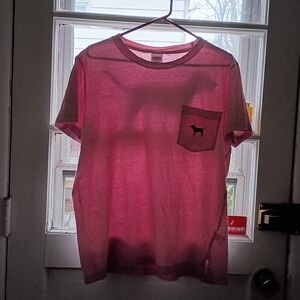 PINK Victoria's Secret T-Shirt Women's Medium Cotton Light Pink Crewneck Puppy